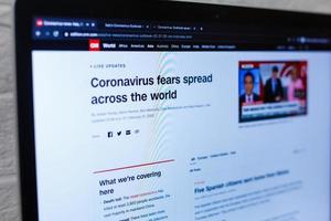 Kyiv, Ukraine - FEBRUARY, 27, 2020 CNN Cases of wuhan coronavirus in the world, infographics Wuhan China photo