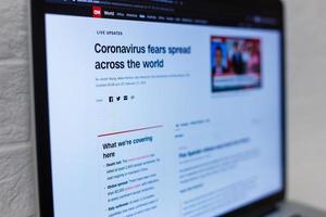 Kyiv, Ukraine - FEBRUARY, 27, 2020 CNN Cases of wuhan coronavirus in the world, infographics Wuhan China photo