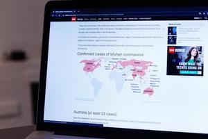 Kyiv, Ukraine - FEBRUARY, 03 2020 CNN Cases of wuhan coronavirus in the world, infographics Wuhan China photo