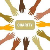 Poster, banner with soft color hands and text Charity vector