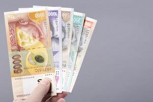 Slovak money on a gray background photo