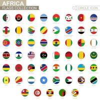 Alphabetically sorted circle flags of Africa. Set of round flags. vector