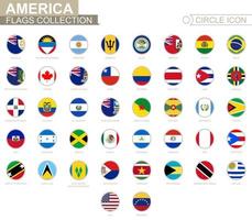 alfabéticamente ordenado circulo banderas de America. conjunto de redondo banderas vector