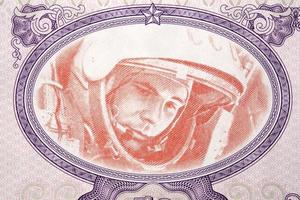 Yuri Gagarin a portrait from money photo