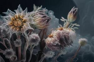 frozen flower in ice photo