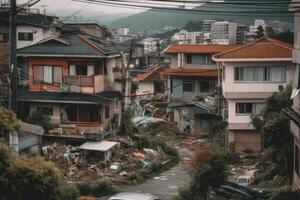 destroyed houses earthquake consequences photo