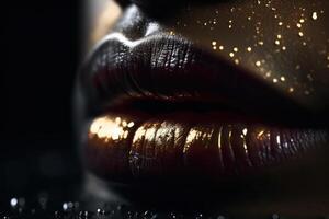 painted lips of an african girl photo