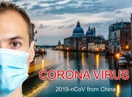 Ill young man feeling sick, wearing protective mask against italy, coronavirus photo