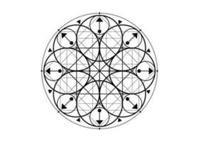 Sacred Geometry symbol. Logo icon Geometric mystic mandala of alchemy esoteric Flower of Life. Mystical arrows of fortune, black vector tattoo divine meditative amulet isolated on white background