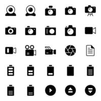 Glyph icons for Multimedia. vector