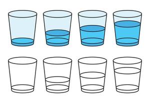 Glass of water icon and doddle object vector