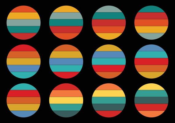 Vintage Sunsets Pack, Retro Sunsets Pack, Whit Different Colors
