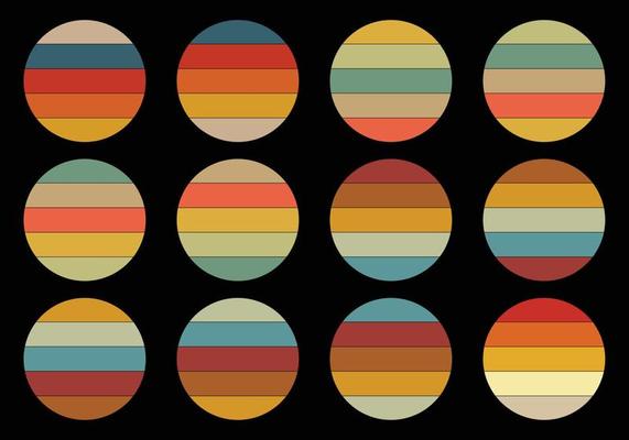 Vintage Sunsets Pack, Retro Sunsets Pack, Whit Different Colors