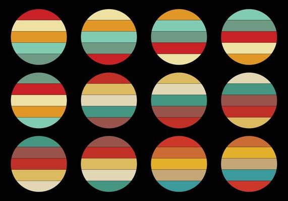 Vintage Sunsets Pack, Retro Sunsets Pack, Whit Different Colors
