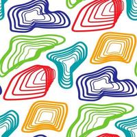 The pattern is an abstract texture in the style of op art with bright colors and wavy rounded stripes. Creative background with distorted lines. Decorative color stripe design with distortion effect vector