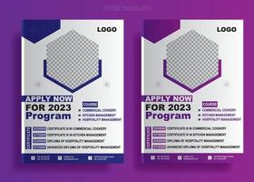 Flyer design for the program application template, invitation cards for marketing promotion, crouse in a  certificate is given program, Corporate leaflet advertisements for the invitation. Modern post vector