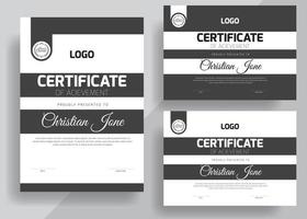 certificado premio diseño plantilla, moderno elegante negro y blanco diploma certificado modelo. utilizar para imprimir, certificado, diploma, graduación, apreciación frontera modelo con un lujo insignia. vector