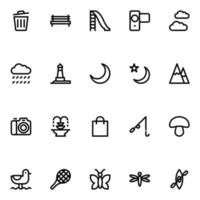 Outline icons for Nature and park. vector