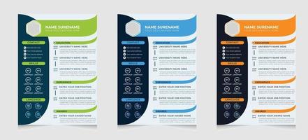 Modern minimal and professional resume cv with cover letter or cv design template vector