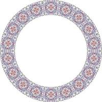 Round frame with abstract floral pattern. Vector illustration isolated on white background.