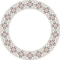 Decorative round frame with floral pattern on white background. Vector illustration.