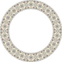 Decorative round frame with floral pattern. Elegant element for design in Eastern style, place for text. Floral border. Lace illustration for invitations and greeting cards. vector