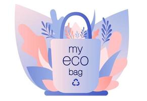 Urban ecology set. Zero Waste. Eco bag. Flat cartoon style. Vector illustration