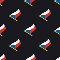 Seamless pattern with flags of Czech Republic on flagstaff on white background vector