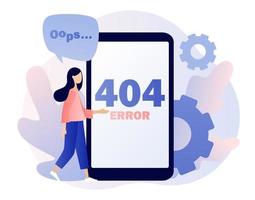 Concept 404 Error Page. Flat cartoon style. Vector illustration