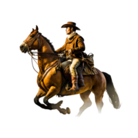 Clip cuts, man riding brown horse illustration, png