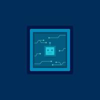 Ai CPU flat icon. Ai microchip digital and technology concept. vector