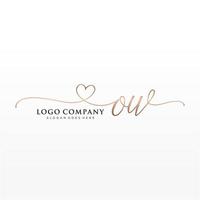 Initial OW feminine logo collections template. handwriting logo of initial signature, wedding, fashion, jewerly, boutique, floral and botanical with creative template for any company or business. vector