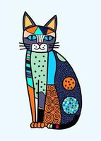 Patchwork Cat Doodle Portrait vector