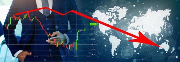 financiero concepto. gráficos de financiero crisis 2020, Copiar espacio foto