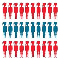 background backdrop made of tin soldiers isolated on white background vector