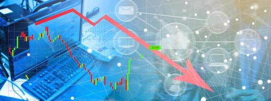 financiero concepto. gráficos de financiero crisis 2020, Copiar espacio foto