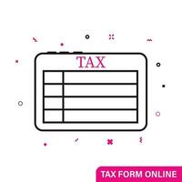 Tax online form on tablet vector