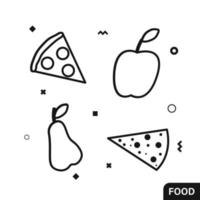 Food and fruits line icons vector