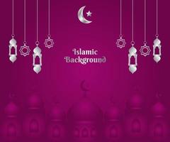 Purple Background With Silver Islamic Element Design vector