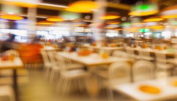 Abstract blur food court in shopping mall for background. photo