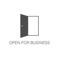 abierto para negocio símbolo con puerta vector