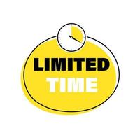 Limited time button with clock vector