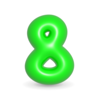 Number Eight Green Balloon 3d illustration. Realistic design element for events. png