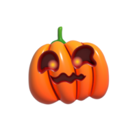 Halloween Realistic 3d Orange Pumpkin with happy face. 3d rendered object. Design element isolated on alpha background. png