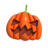 Halloween Realistic 3d Orange Pumpkin with happy face. 3d rendered object. Design element isolated on alpha background. png