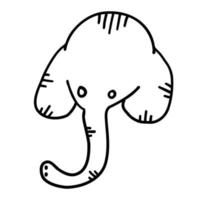 Elephant vector illustration in outline doodle style isolated on white background.