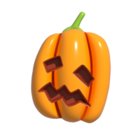 halloween realistisk 3d orange pumpa med ledsen ansikte. 3d återges objekt. design element isolerat på vit bakgrund. png