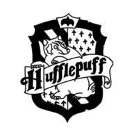 Harry Potter Hufflepuff logo in cartoon doodle style. Vector illustration isolated on white background.