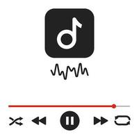 Progress loading bar of audio or video player with time slider, pause, rewind and fast forward buttons vector graphic illustratation