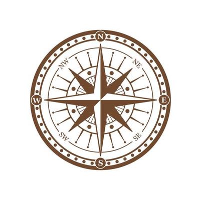 Vintage compass wind rose navigation maritime sign